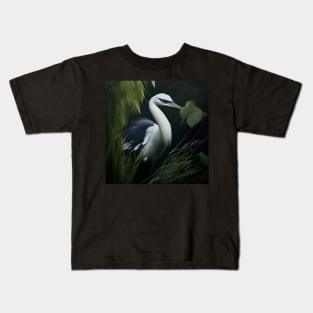 White head Heron Kids T-Shirt